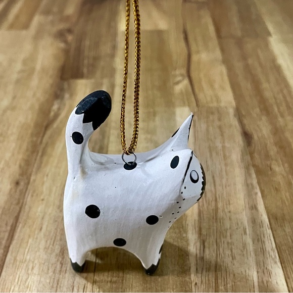 Wooden Hand Painted Cat Christmas Ornaments Made in Indonesia Folk Art Cat Lover - Picture 6 of 12